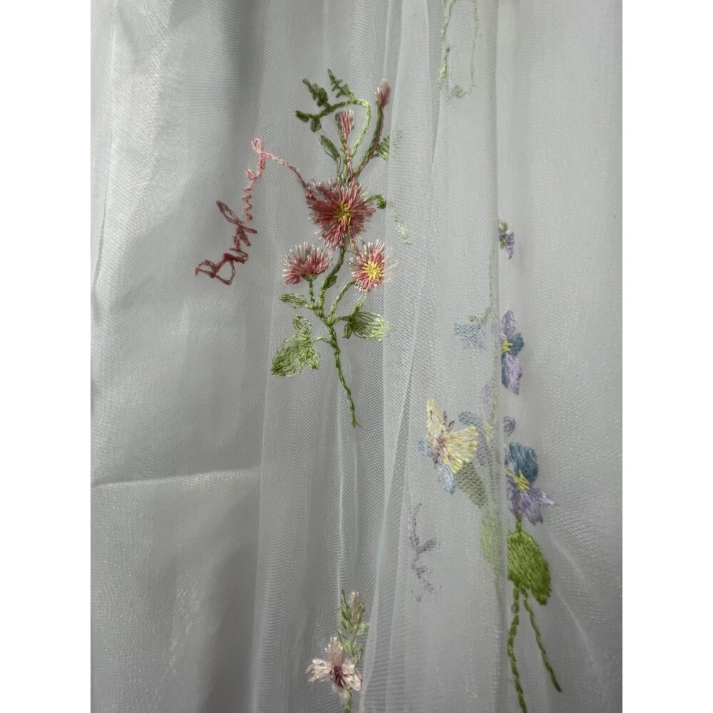 White Multicolor Floral Embroidered Tulle Satin Gown Dress Size 24W Sleeveless - Picture 5 of 13
